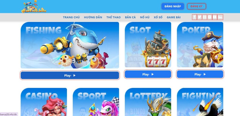 Các loại game bắn cá có tại banca28